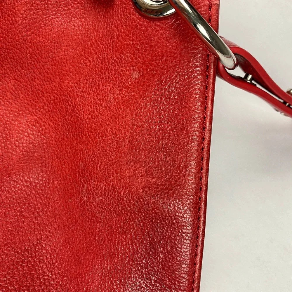 J.Jill Leather Purse Red Crossbody Hobo Bag - Flawed